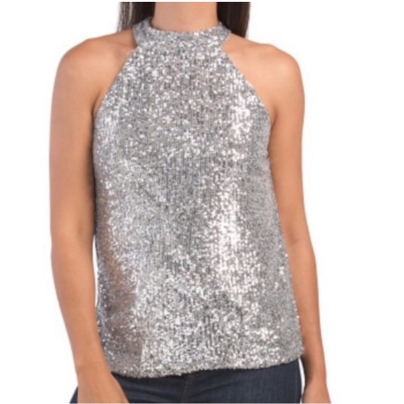 Cable & Gauge Sequins Halter Top - Picture 1 of 5